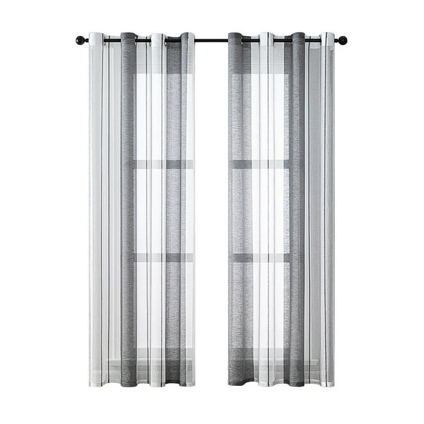 Cortinas transparentes Laklulu, cortinas de voile con rayas, cortinas decorativas