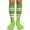 Bright Lime Green / White, variant on Cotton 4 White Stripes Knee High Softball Baseball Sports Tube Socks, Blue/White, Medium