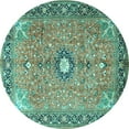 thumbnail image 1 of Ahgly Company Indoor Round Persian Turquoise Blue Traditional Area Rugs, 4' Round, 1 of 4