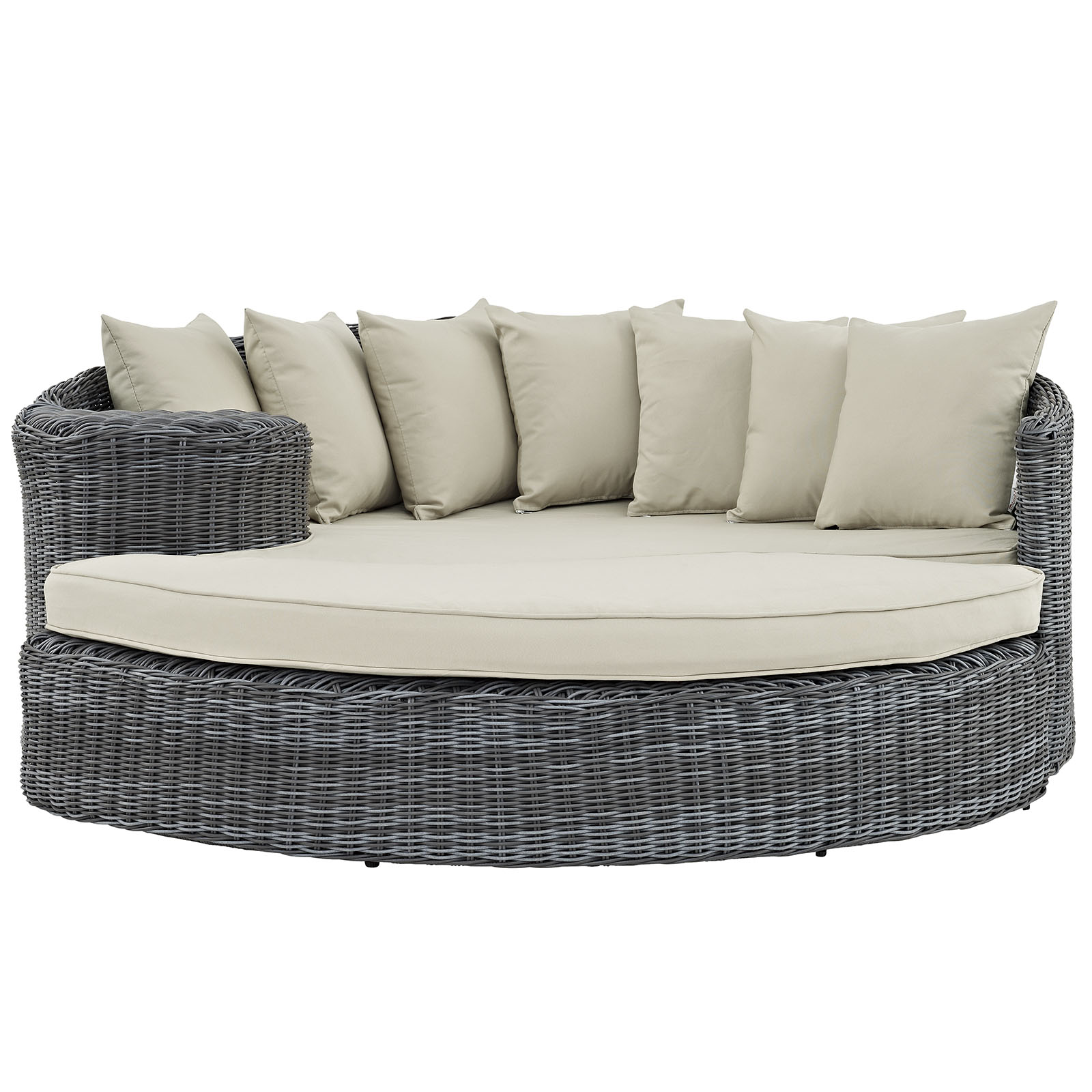 Modern Contemporary Urban Design Outdoor Patio Balcony Daybed Sofa, Beige, Rattan - image 3 of 4