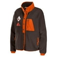 thumbnail image 2 of Women's WEAR by Erin Andrews Brown Cleveland Browns Polar Fleece Raglan Full-Snap Jacket, 2 of 3