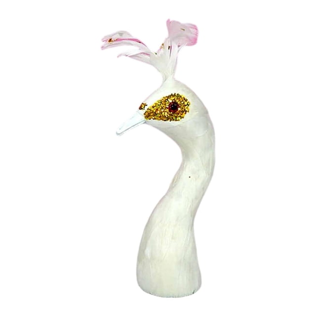 jifeng Peacock Mannequin Head Decorative Party Elegant Simulation Animal Head Model White 23cm