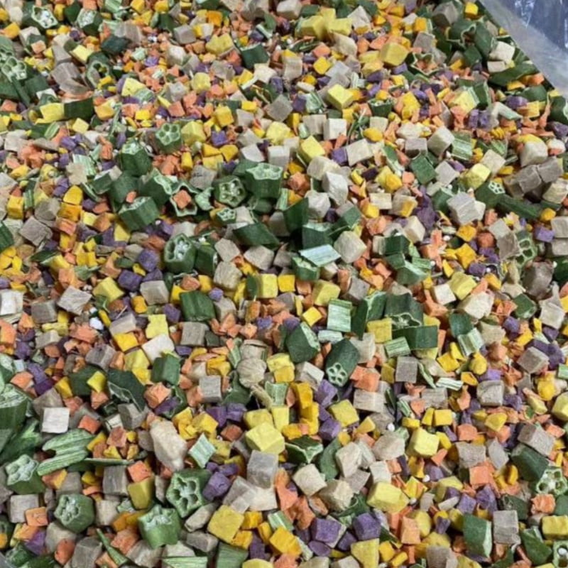 320g/11.2ozPamily Freeze Dried Cube Pet Treats Mixed Flavor for Dogs-Chicken, Duck, Egg Yolk, Purple sweet potato, Pumpkin, Carrot, Okra