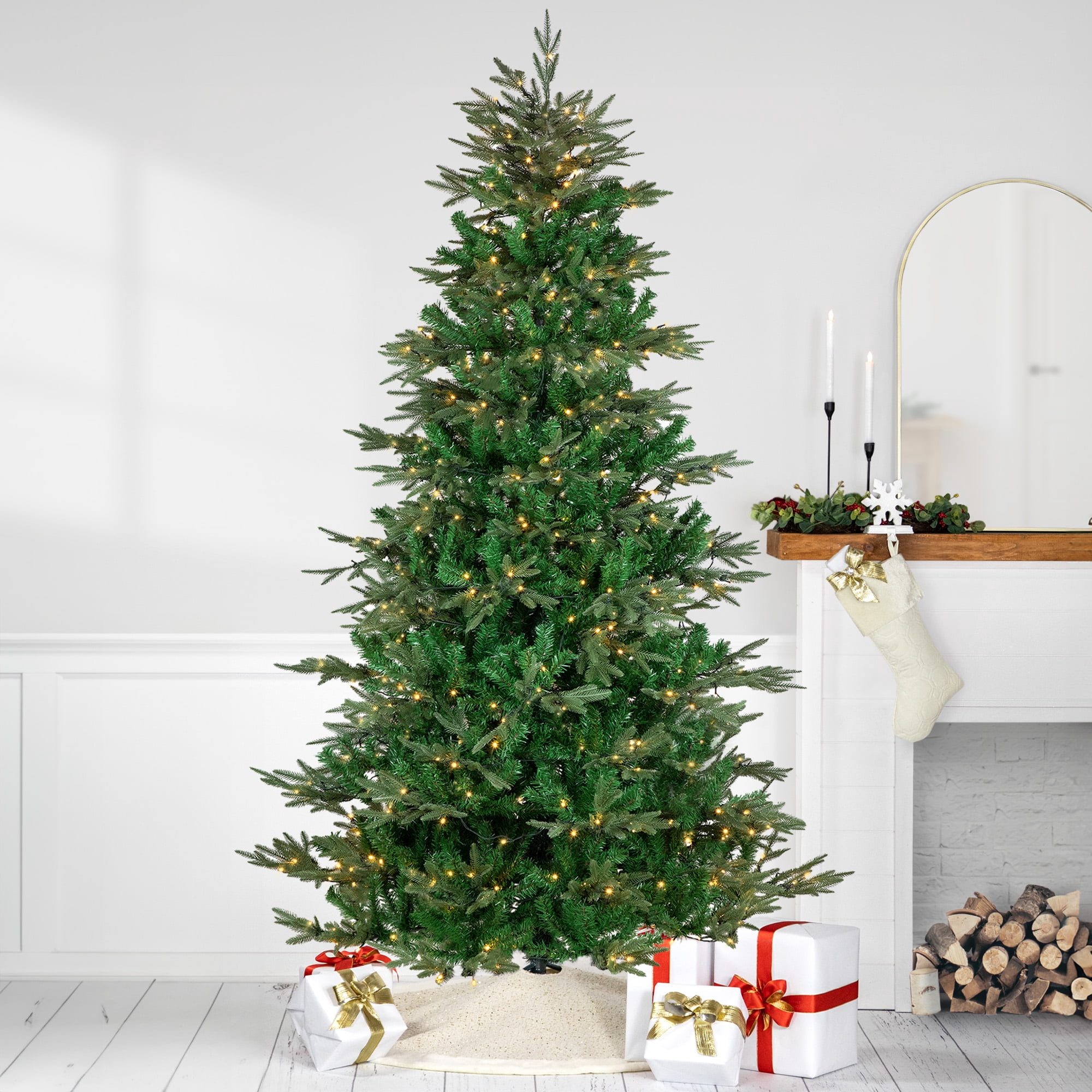 Northlight Clear Prelit LED Green Hudson Fir Artificial Christmas Tree, 9'