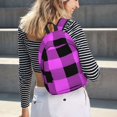 thumbnail image 5 of Bixox Purple Black Buffalo Plaid Printing Canvas Backpack Lightweight Casual Travel Backpack School Backpack Fits 15.6 Inch Notebook, 5 of 5