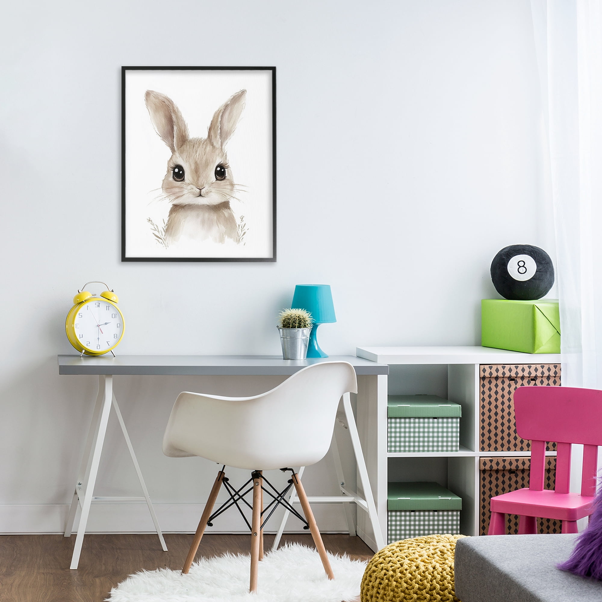 Stupell Industries Nursery Babies Bunny Black Framed Giclee Art, design by Ramona Murdock