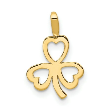 - 14kt Yellow Gold Heart Clover Pendant Charm Necklace Good Luck Italian Horn Fine Jewelry Ideal Gifts For Women Gift Set From Heart