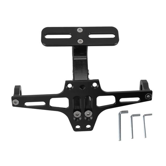 Soporte de matrícula de motocicleta de aleación de aluminio CNC Soporte de matrícula de motocicleta ajustable universal Negro