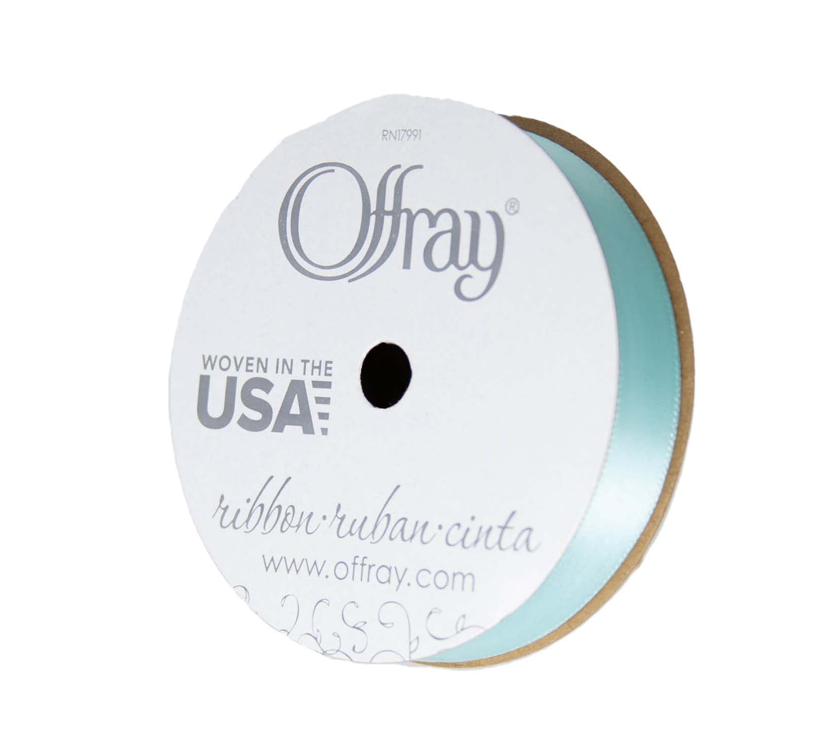 (4 pack) Offray Ribbon, Aqua Blue 5/8 inch Single Face Satin Polyester Ribbon for Sewing, Crafts, and Gifting, 18 feet, 1 Each