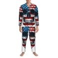 thumbnail image 3 of Balery American Flag Skull Pijama para Hombre de Dos Piezas con Manga Larga, Conjunto de Dormir y Descanso Suave con Bolsillos-Large, 3 of 7