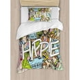 thumbnail image 3 of Modern Duvet Cover Set Queen Size, Hippie Life with Man and Woman Peace Symbol Pacifism Liberal Sketch Illustration, Decorative 3 Piece Bedding Set with 2 Pillow Shams, Multicolor, by Ambesonne, 3 of 3