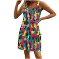 thumbnail image 2 of Ovzne Robes d'Été pour Femmes 2025 Robe d'Été Mode d'Été pour Femmes Imprimé Poche Sans Manches Robe à Col en V Robe d'Été Imprimée Liquidation, 2 of 6
