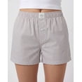thumbnail image 5 of Real Essentials 3 Pack: Women's Woven Lounge Boxer Shorts Casual Sleep Comfy Elastic Waist Loose Fit PJ Bottoms with Pockets, 5 of 7