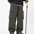 thumbnail image 7 of Up to 65% off! Cargo Pants for Mens Baggy Fashion Plus Size Outdoors Thickening Water Proofing Design Solid Casual Elastic Waist Pocket Cargo Pants, 7 of 7