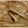 thumbnail image 6 of Chezmoi Collection Piers Caramel Gold Velvet Quilt King Set, 3-Piece Lush Plush Distressed Velvet Bedding All Season Lightweight Bedspread, Brushed Microfiber Reverse with Double Square Stitch, 6 of 9