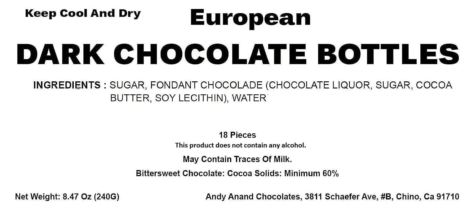 Andy Anand European Beer Flavored Dark Chocolate, Non alcoholic, Assortment Of Premium Selection, 18 Count