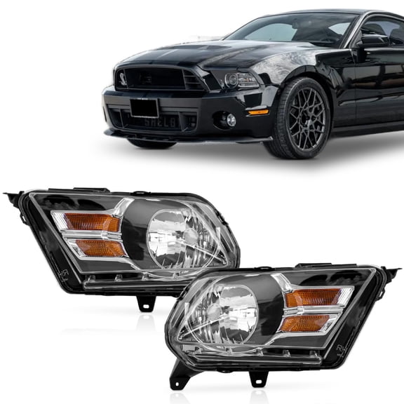 For 2010 2011 2012 2013 2014 Ford Mustang 10-14 Pair Front Headlights Black