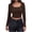 Coffee, variant on Womens Crop Tops Ribbed Basic Casual Long Sleeve Square Neck Solid Slim Fashion Tops Black S