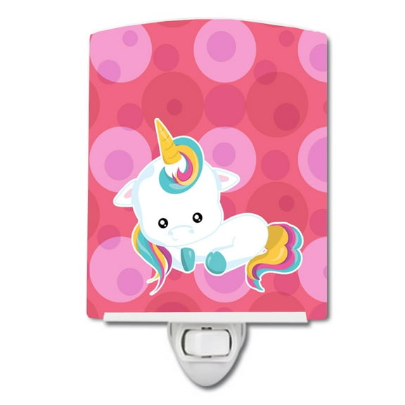 Caroline's Treasures BB6810CNL Polkadots Unicorn Ceramic Night Light, 6x4x3", multicolor