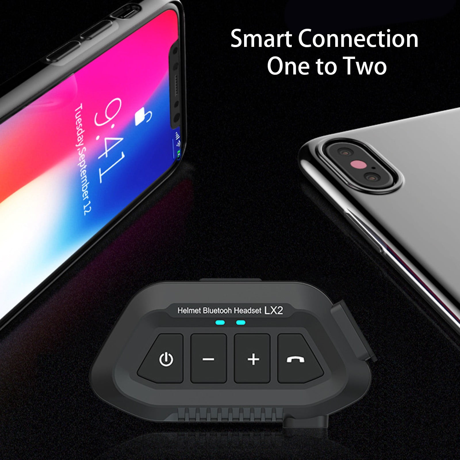 Giunmcul Motorcycle Helmet Bluetooth Headset Bluetooth 5.0 Wireless Intercom Speaker Noise Reduction Auto Answer Long Battery Life Type C Charging IPX6 1 Set