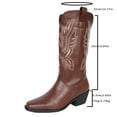 thumbnail image 2 of SACFOF Western Cowboy Boots for Women Cowgirl Mid Calf Western Boots Embroidered Stitched Pointed Toe Chunky Block Heel Gray Red Black US5-10.5, 2 of 7
