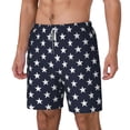 thumbnail image 5 of Men's Stars Navy Blue White Swim Trunks with Compression Liner Bathing Suit Swimwear, 5 of 6