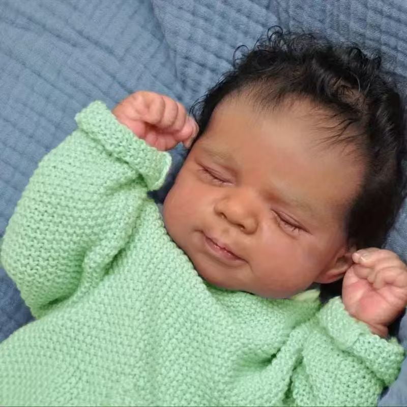 Dayoff kids 18 Inch Sleeping Reborn Baby Doll, African American,Vinyl Material For Kids Age 3+(No Accessories)