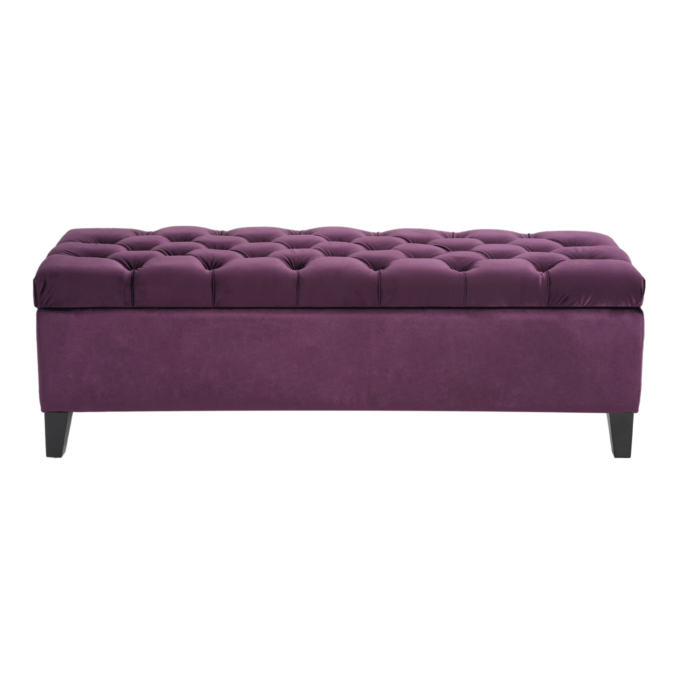 Christopher Knight Home Modern 52" Velvet Storage Ottoman Bench, Button Tufted, Purple