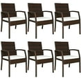 thumbnail image 1 of Costway Set of 6 Patio Rattan Dining Chairs Cushioned Sofa Armrest Garden Deck, 1 of 5