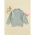 thumbnail image 2 of Kmbangi Unisex Kids Fall Sweater Solid Color O-Neck Long Sleeve Knitted Tops, 2 of 9