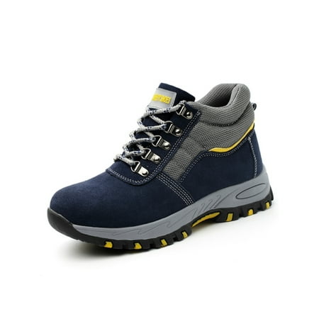 

Kesitin Men Anti-smash Puncture-proof Hiking Booties Winter Warm Comfort Industrial Boots Slip Resistant Heavy Duty Work Shoes Blue 5