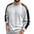 thumbnail image 2 of Zylanna Mens Color Block Sweatshirt, Casual Long Sleeve Relaxed Fit Crewneck Color Block Pullover Daily Street Tops for Men White, 2 of 5