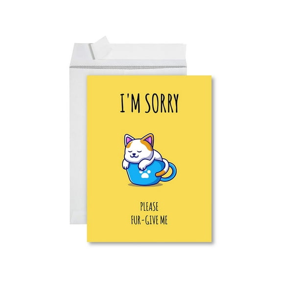 Koyal Wholesale Funny I'm Sorry Jumbo Card Please Fur-Give Me Blank I'm Sorry Greeting Card with Envelope 1-Pk