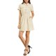 thumbnail image 5 of Vestido de camisa mini A-Line de manga corta con media placket y botones de Allegra K para mujer en color caqui XL, 5 of 6