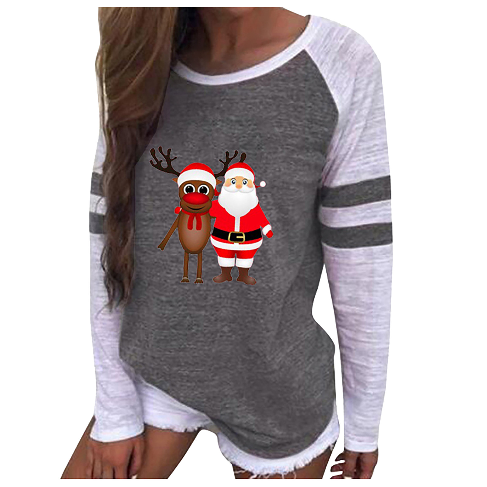 Women Female Casual Santa Claus Print 