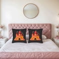 thumbnail image 2 of Set of 2 Decorative Throw Pillow Covers 18x18in - Vibrant Castle Design with Flowers on Black Background Perfect for Couch Bed Car, 2 of 8