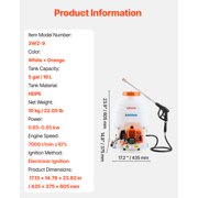 VEVOR Gas Powered Backpack Sprayer, 26.5CC 0.9HP Engine, Garden Sprayer with 5 Gallon Tank, Large Area Coverage, Lawn Spraying Machine with 24 in Wand & Nozzles for Efficient Gardening & Farming