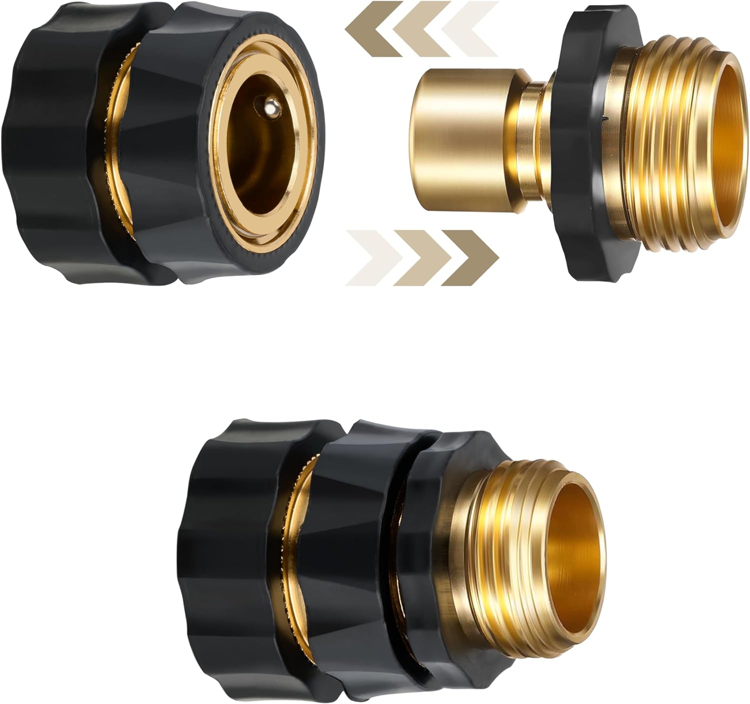3/4 Inch Garden Hose Fitting Quick Connector Male and Female Set, 4 Set, Garden Hose Adapter, Quick Connect Hose Fittings, Garden Hose Connector, Hose Attachment