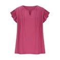 thumbnail image 3 of Women'S Summer Tops Ruffle Short Sleeve Henley Neck Tunic Top Plain Pleated T-Shirts Causal Trends Blouses Bussiness Work Clothes Costume, 3 of 5