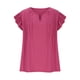 thumbnail image 3 of Tops bonitos,Blusa de mujer con cuello en V y volantes, camisa de punto plisada, manga corta, 100 % poliéster, ropa informal, sopatenor, 3 of 5