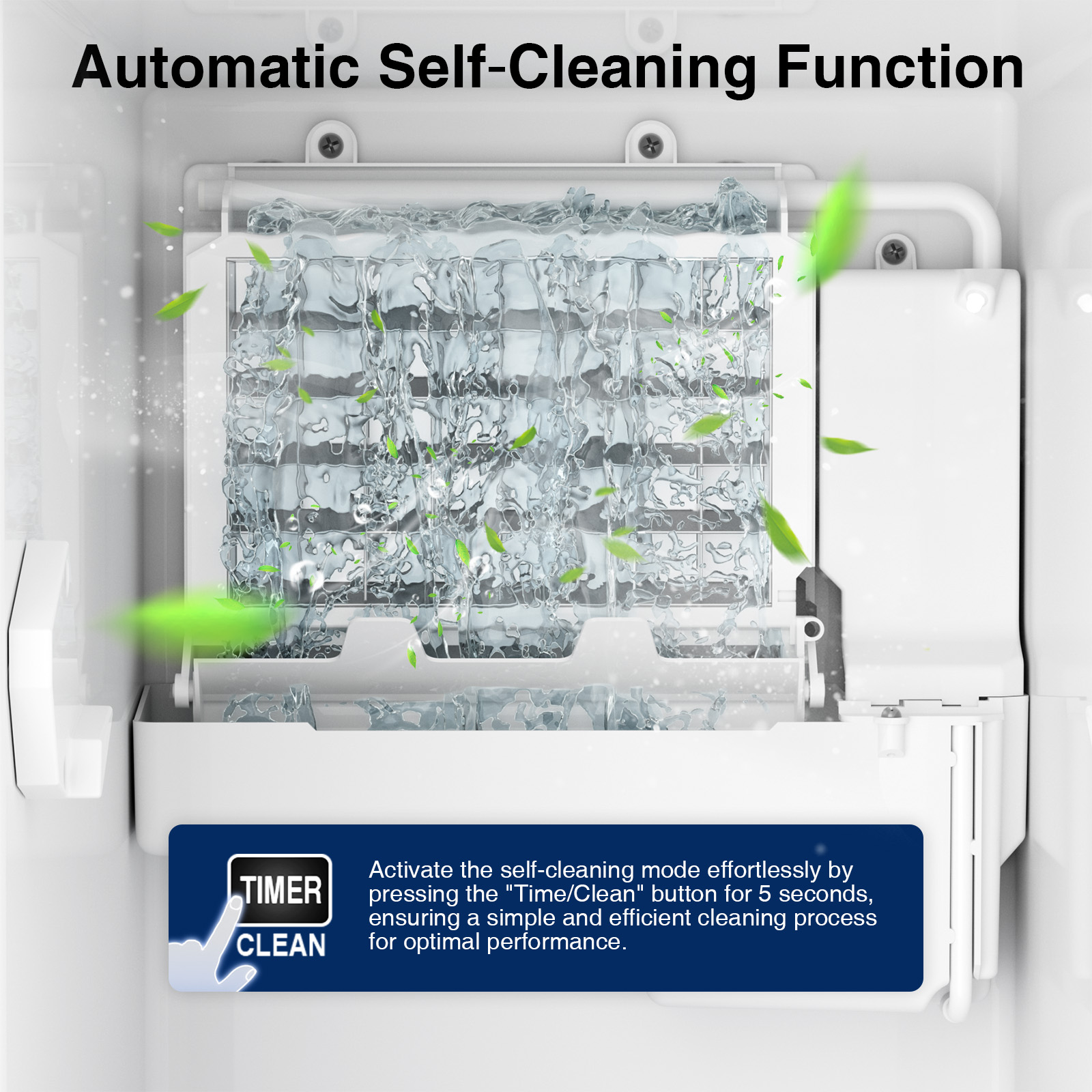 Commercial Under Counter Ice Maker Machine, 90 Lb/Day Auto-Cleaning & 24H Timer