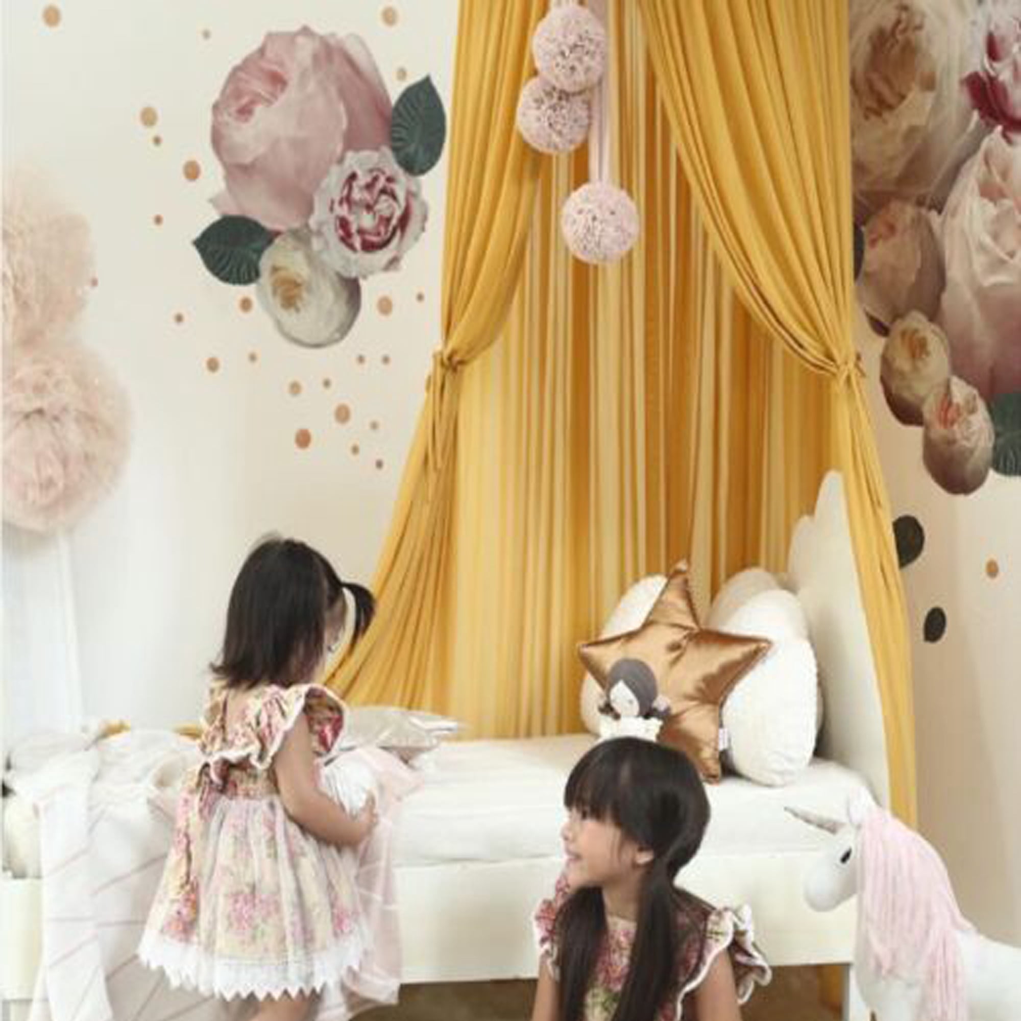 Wsevypo Dome Princess Bed Canopy Round Lace Mosquito Net Hanging House Netting Curtains