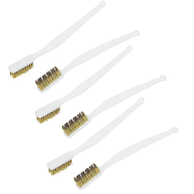 Cepillos de limpieza de alambre de latón con mango curvo de plástico de 180 mm de longitud, 6 unidades