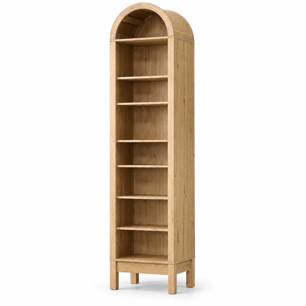 71 Tall Arched Bookshelf 8-Tier Arch Bookcase Natural - Modern Farmhouse Wooden Bookshelf with Adjustable Storage and Open Display Shelves for Living Room Office