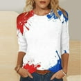 thumbnail image 2 of lcziwo Womens 4th of July Shirt Plus Size Loose Fit Patritic Print Blouses 3/4 Length Sleeves Round Neck T Shirt Casual Trendy Summer 2025 Soft Comfy Tees Red,XXXXL, 2 of 5