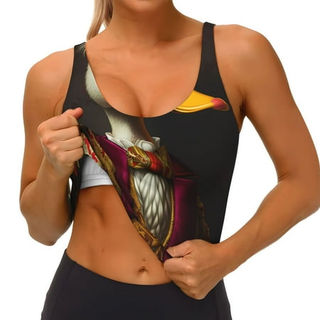 Qokaie Noble Style Duck Pattern Womens Scoop Neck Sports Bra Breathable Workout Vest Padded U Back Medium Impact Fitness Gym Yoga Bra Workout Crop Top
