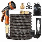 (100FT)Poche de tuyau de cuivre Bullet de jardin extensible Motif de tuyau Spray 25 FT Cuivre solide breveté sans plomb ultra-léger