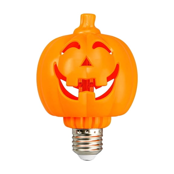 LED Pumpkin Light Bulb Halloween Decorative Lamp E26 Screw Base Jack O Lantern Face Plastic Shade Indoor Seasonal Use