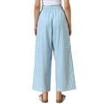 thumbnail image 3 of INSPIRE CHIC Casual Striped Pants for Women's Wide Legs Elastic Waist Drawstring Palazzo Lounge Pants XL Light Blue, 3 of 6