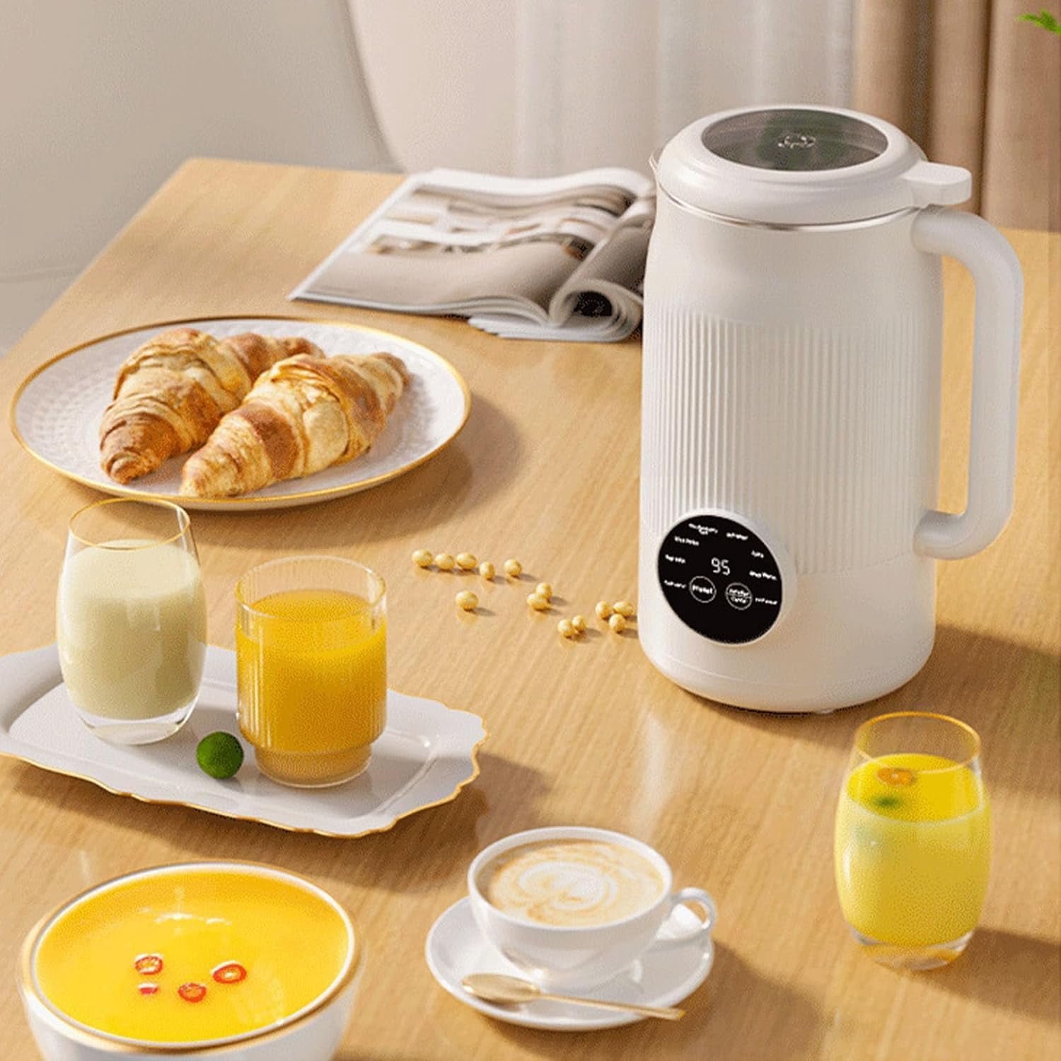 The 8-in-1 Multifunction Nut Milk & Juice Maker, 40oz Automatic Nut Milk Maker Blender for Soy Milk, Milkshakes, Juice,6 Hours Heat Preservation, Delay Start, Self-Cleaning (White)